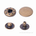 Snap Button/Push/Metal Snap/Prong Snap/Spring Snap Button/Spring Fastener, Made of Iron and Copper